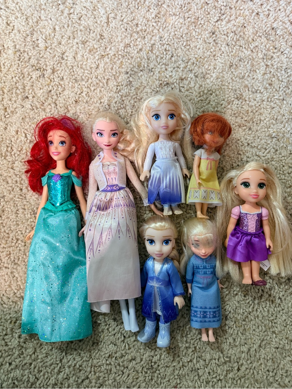Disney Princess Doll Lot Ariel Elsa Anna Rapunzel Frozen 7 Dolls